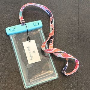Vera Bradley Aqua Clear Phone Pouch Rain Forest Lily Coral